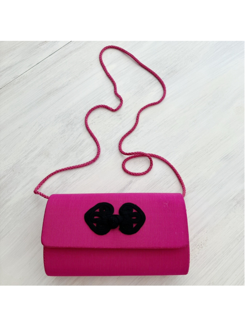 Vtg SILK Coquette VANESSA Pink Evening Bag Clutch Frog Knot Closure Regencycore